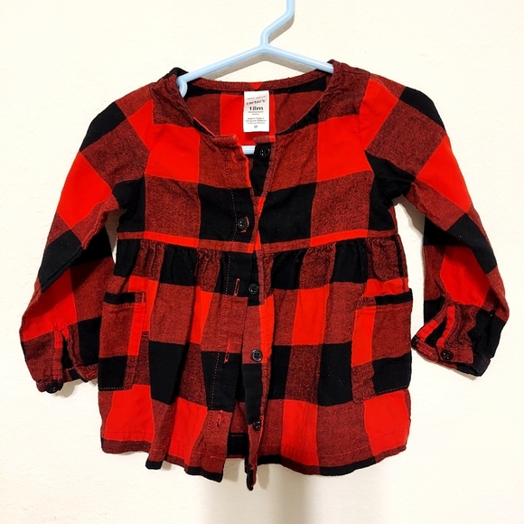 Baby Christmas Tops Bundle Plaid Red and Black Shirt with Rudolph Vest 18 Months - Picture 4 of 5